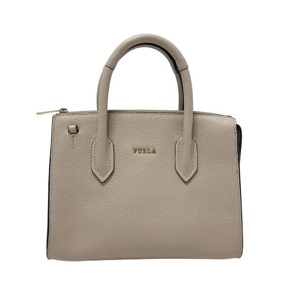 FURLA - Pink Beige Leather Handbag - Picture 1 of 9